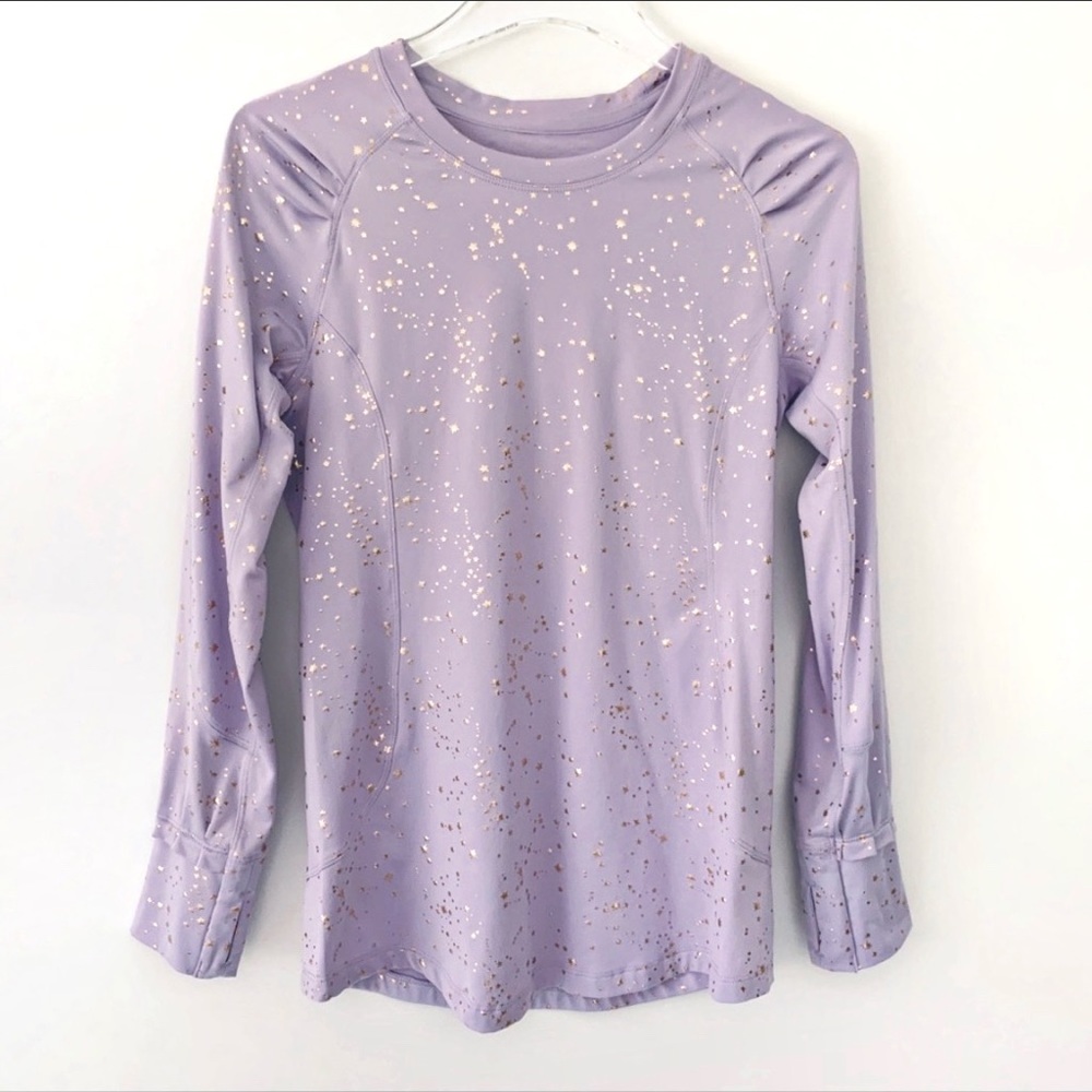 Lavender Gold Ruffle Athletic Star Print Top